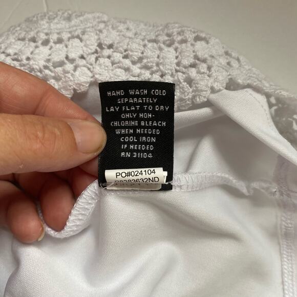 Vintage White Cotton Lined Crocheted Midi Skirt SZ PM Y2K Peasant Cottage‎ Boho - Picture 2 of 9